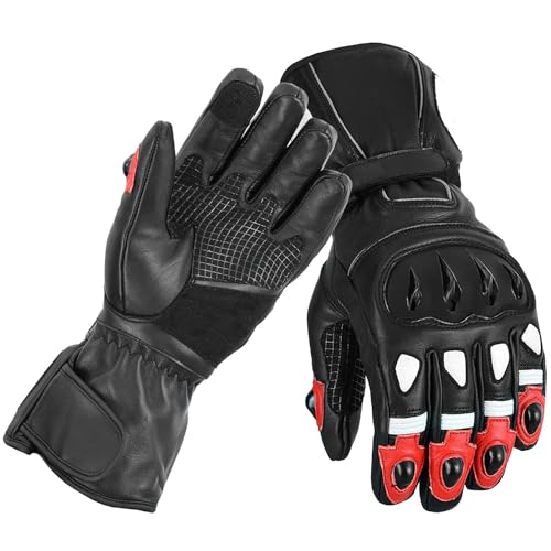 Vaster Moto Full Finger Handschuhe Motorrad Reiten Sport Reiten Männer Frauen harte Knoten MTB Mountainbike Radfahren Outdoor Trekking Handschuhe (Rot, 3XL) von Vaster Moto