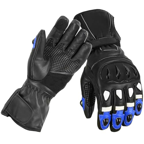 Vaster Moto Motorradhandschuhe für Herren, Fahrradhandschuhe, Motocross-Handschuhe, Rennhandschuhe, Knöchelschutz, rutschfeste Handschuhe mit vollen Fingern, Blau, Paar (Blau, XXL) von Vaster Moto