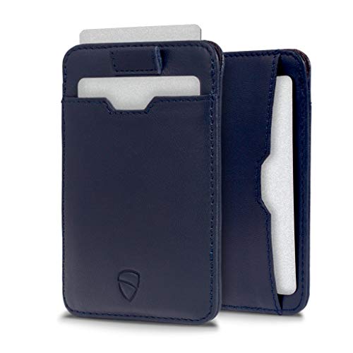 Vaultskin Chelsea Kartenetui Herren - Slim Wallet - Echtleder Geldbörse mit RFID Schutz - Kompakt und Stilvoll - Platz für bis zu 10 Karten (Navy Blau) von Vaultskin