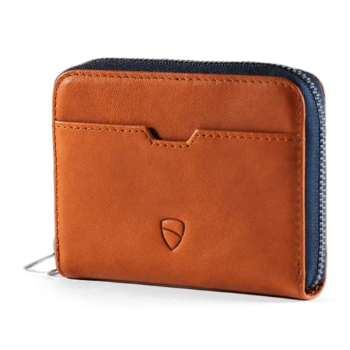 Vaultskin Mayfair Minimalistische Geldbörse aus Leder mit Reißverschluss Kleiner RFID-blockierender Multi-Kartenhalter mit Münzfach, Einheitsgröße, Minimalistisch (Cognac) Vaultskin Mayfair Minimalistische Geldbörse aus Leder mit Reißverschluss Kleiner RFID-blockierender Multi-Kartenhalter mit Münzfach, Einheitsgröße, Minimalistisch (Cognac) von Vaultskin