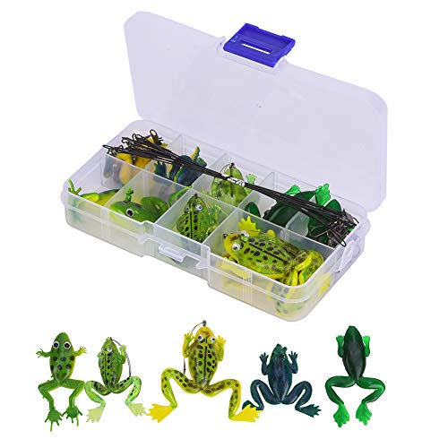 10 Stück Soft Frosch Angelköder, Künstlicher Froschfischköder Köderhakenset Anti Biss Drahtverbinder Angelzubehör Kit 10 Stück Soft Frosch Angelköder, Künstlicher Froschfischköder Köderhakenset Anti Biss Drahtverbinder Angelzubehör Kit von VBESTLIFE