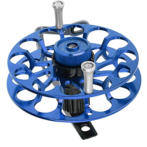 Angeln Centrepin Reel,Angelausrüstung Angelrolle Tragbare Multifunktions Ganzmetall Spinning Wind Fire Wheel(Blau) von VBESTLIFE