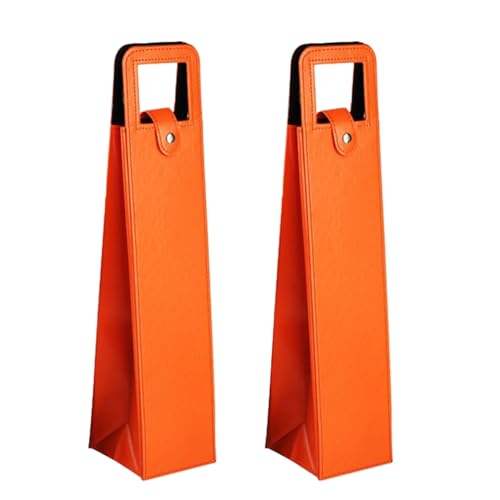 Set mit 2 eleganten Leder-Weinträgern, tragbare Champagnertaschen für Picknicks und Hochzeitsfeiern, Partyzubehör, Orange von Vdaxvme