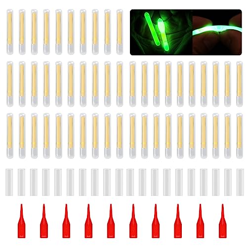 Vdaxvme 50 Stück helle Angel-Lichtstäbe, Angelrutenspitze, hellgrün, fluoreszierende Leuchtstäbe für Nachtangeln von Vdaxvme