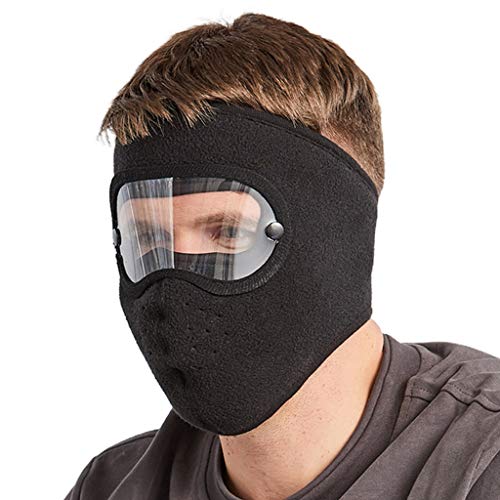 Uni Winter Radfahren Winddicht Vollgesichtsbrille mit abnehmbarem, klarem Augenschutz, Anti-Beschlag-Fleece, Schwarz Uni Winter Radfahren Winddicht Vollgesichtsbrille mit abnehmbarem, klarem Augenschutz, Anti-Beschlag-Fleece, Schwarz von Vdaxvme