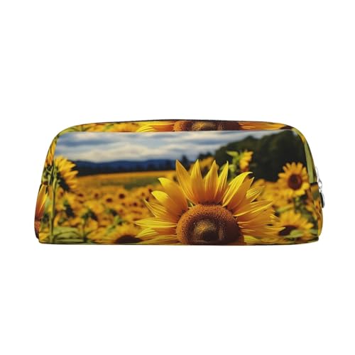 Federmäppchen, großes Federmäppchen, Sonnenblumen-Motiv, für Büro, kleine Reißverschlusstasche für Bleistifte, silber, Einheitsgröße, Kosmetiktasche von VducK