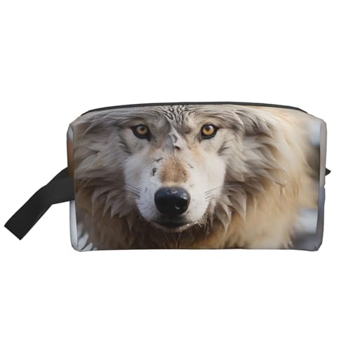 Kulturbeutel für Damen und Herren, Reise-Make-up-Tasche, Make-up-Organizer, Kosmetiktasche, Hundefang, Fasan, hängende Kulturbeutel, Rasiertasche mit großer Kapazität für Reisen, Walking Wolf, von VducK