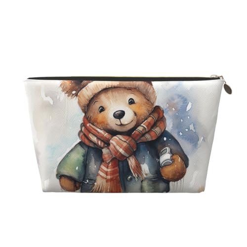 Reise-Kulturbeutel für Damen und Herren, Bär mit Schal, Make-up-Tasche, große Kapazität, Kosmetiktasche, wasserabweisend, Kosmetiktasche, gold, Einheitsgröße, Kosmetiktasche Reise-Kulturbeutel für Damen und Herren, Bär mit Schal, Make-up-Tasche, große Kapazität, Kosmetiktasche, wasserabweisend, Kosmetiktasche, gold, Einheitsgröße, Kosmetiktasche von VducK