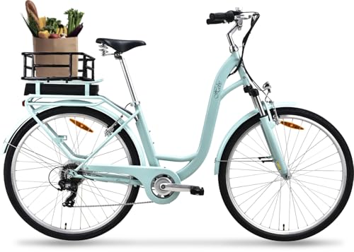 VecoCraft E-Bike City Elektrofahrrad für Herren und Damen 28 Zoll 7-Gang-Modus 3 Fahrmodi mit 10 Ah Akku 36V 250W Heckmotor RH 46 cm (Minzgrün) von VecoCraft