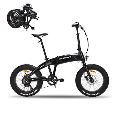 VecoCraft Hummer E Bike Klapprad 20 Zoll Elektrofahrrad mit 48V 10Ah Akku bis zu 80KM. E-Faltrad mit 4.0" Fettreifen, 7 Gäng Elektrofahrräder Trekking/City für Damen und Herren. von VecoCraft