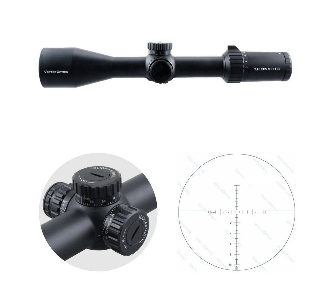 Vector Optics Vector Optics Zielfernrohr SCFF-11 Taurus 3-18x50 FFP 21mm Picatinny Zielfernrohr (Ideal für Jagd, Sport und Airsoft) von Vector Optics