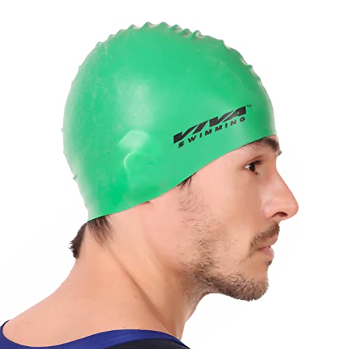 Viva Sports Swimming Cap | Color: Green | Size: One Size | for Men & Boys | Material: Silicone | Not Too Tight | Suitable for Swimming | Tuck Stray Hair Underneath Cap Viva Sports Swimming Cap | Color: Green | Size: One Size | for Men & Boys | Material: Silicone | Not Too Tight | Suitable for Swimming | Tuck Stray Hair Underneath Cap von VIVA Sports