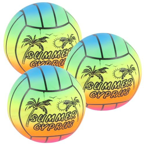 Veemoon 3 Stücke 16 cm Rainbow Balls PVC Beach Spielbällchen Kickball Flap Bälle für Außenbereiche im Freien (Zufälliges Muster) von Veemoon