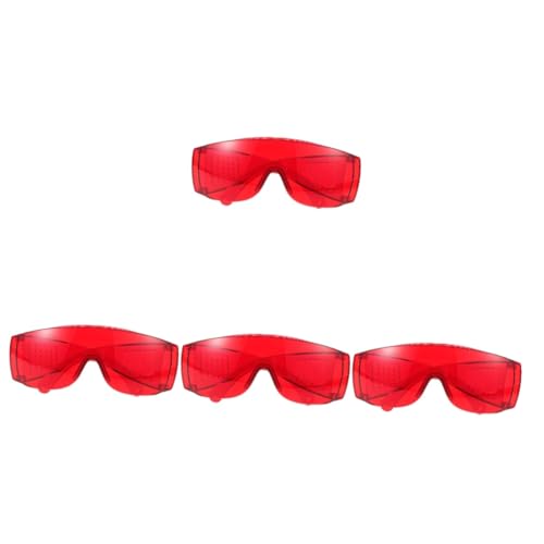 Veemoon 4 Stück Schutzbrille Brille Antibeschlag Laborbrille Winddichte Brille Fackelbrille Über Brille Lichtundurchlässige Brille Schweissbrillen Kratzfeste Brillen Mähbrille Rot Plastik von Veemoon