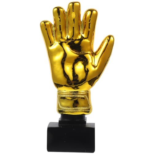 Veemoon Goldener Handschuh-Trophäe,Kunstharz Fußball-Trophäe Goldene Trophäe Mit Sockel Für Sportwettkampf-Geburtstagsfeier Prämiert Preise von Veemoon