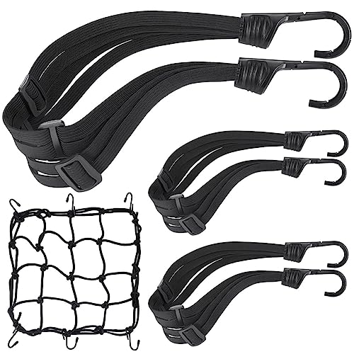Veenewy 3-Teiliges Motorradhelm-Seil, Schwarzes Gepäckhelm-Netz, Elastisches Seilband mit Gepäcknetz von Veenewy