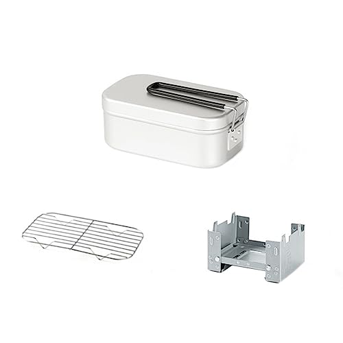 Veenewy Rechteckige Lunchbox Aus Aluminium mit Faltbarem, Metall-Bento-Lebensmittelbehälter für Reisen und Camping von Veenewy
