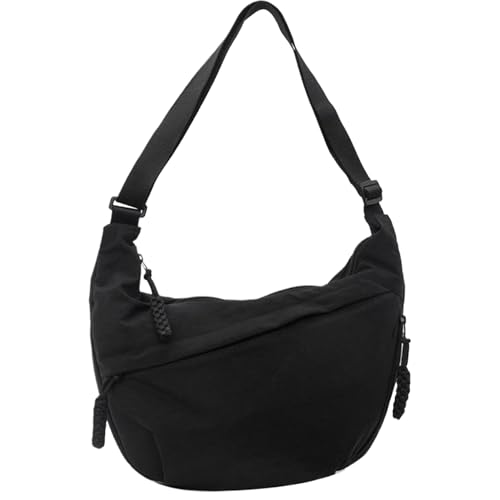 Crossbody-Tasche für Frauen, Nylon Leichter Halbmondbeutel mit verstellbarem Schultergurt 13.4 x 3,5 x 8,7 Mehrfach-T-Sling-Sling-Umhängetasche mit Reißverschluss für täglich mit Reisen von Veesper