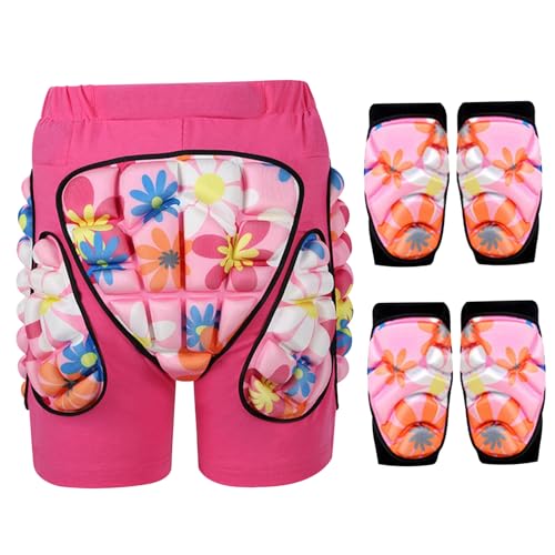 Veesper 3pcs/Set Snowboard -Schutzausrüstung, Kindershorts, Knieschilder ＆ Ellbogenpolster Eva gepolsterte Snowboard -Shorts Dicke Ripple -Shorts Wache für Kinder Ski -EIS Skating m von Veesper