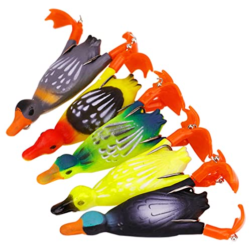 Veesper 5pcs Fischereiköder Propeller 3D Fischerköder Ente Topwater Schwimmköder künstliche Steckdose zum Fischen von Veesper