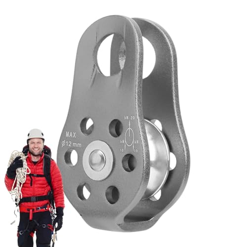 Veeteah Felswand-Kletterrolle, Rettungsrolle,Aluminium-Kletterrolle - 20KN Seilrolle zum Klettern, einscheibiges Outdoor-Survival-Werkzeug, Feste Rolle für effizientes Heben von Veeteah