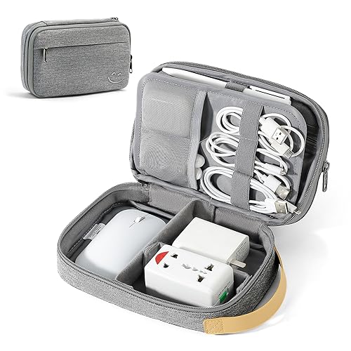 Veki Kabeltasche Organizer Tasche, Wasserdicht Elektronische Tasche, Reise Kabel Organizer Tasche für Ladekabel, Festplatten, Powerbank, Elektronische Zubehör, Kabel, USB, SD Karten (Grau) von Veki