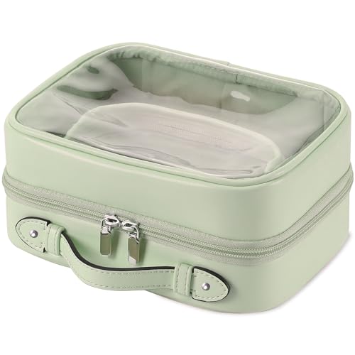 Veki Transparent Kosmetiktasche, Doppelte Lage Reise Kulturbeutel, Wasserdichter Kulturtasche, Groß Kapazität Öffnen Sie Kosmetikbeutel, Make Up Tasche Organizer für Damen und Mädchen (Groß Grün) Veki Transparent Kosmetiktasche, Doppelte Lage Reise Kulturbeutel, Wasserdichter Kulturtasche, Groß Kapazität Öffnen Sie Kosmetikbeutel, Make Up Tasche Organizer für Damen und Mädchen (Groß Grün) von Veki