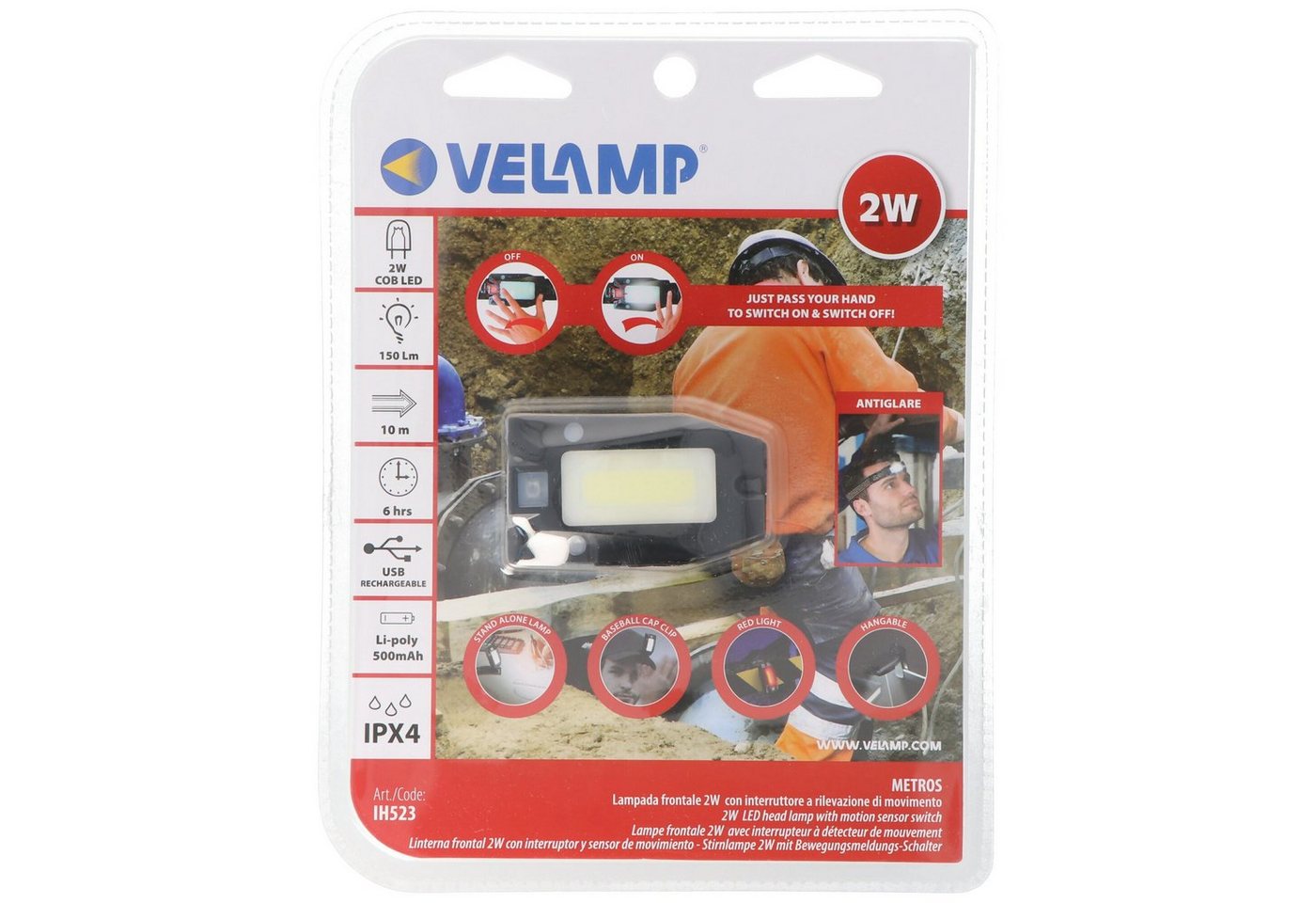Velamp LED Stirnlampe Velamp Metros LED Stirnlampe IH523, akkubetriebener Mulitfunktionssch Velamp LED Stirnlampe Velamp Metros LED Stirnlampe IH523, akkubetriebener Mulitfunktionssch von Velamp
