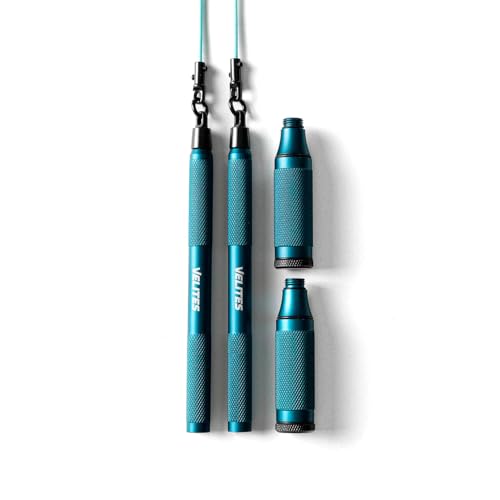 Velites Cyclone Jump Rope Springseil, ultraleicht, Premium-Design für doppelte Unders und Crossovers, abnehmbarer Griff und 360-Grad-System, Blau von Velites