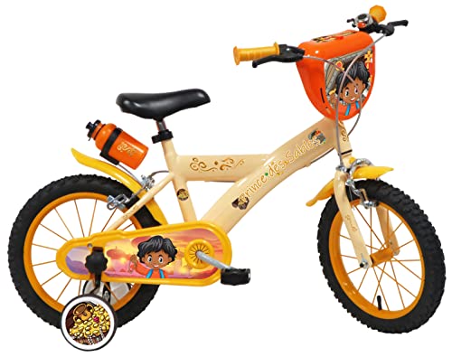 Vélo ATLAS Jungen Sables (35,6 cm (14 Zoll), mit 2 Bremsen, dekorativer Frontplatte, Kanister und Flaschenhalter, 2 Stabilisatoren + Schlammschutz) fahrrad14, Prinz des Sandes, 14'' von Vélo ATLAS