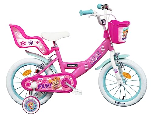 Vélo ATLAS Mädchen Kinderfahrrad 14 Zoll (35,6 cm), Stella Von Paw Patrol, Ausgestattet mit 2 Bremsen, Korb Vorne und Puppenhalterung Hinten, Rosa von Vélo ATLAS