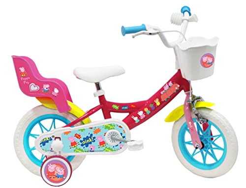 Vélo ATLAS Mädchen Peppa Pig Fahrrad 12 Zoll mit 1 Bremse, Korb Vorne, Puppentür Hinten, Schmutzschutz, Gehäuse und Stabilisatoren, Puppenträger, Schmutzfänger, Fuchsia, 12'' Vélo ATLAS Mädchen Peppa Pig Fahrrad 12 Zoll mit 1 Bremse, Korb Vorne, Puppentür Hinten, Schmutzschutz, Gehäuse und Stabilisatoren, Puppenträger, Schmutzfänger, Fuchsia, 12'' von Vélo ATLAS