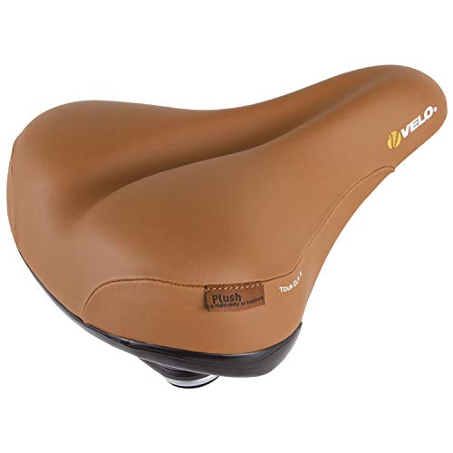 Velo Tour Ela X Sattel, Fahrradsattel, Touringsattel, ARC-TECH stoßabsorbierende Gestellfederung, stabile 2-Komponentenschale, Abriebschutz, inkl. Sattelklemmschelle, 260x220mm, braun von Velo