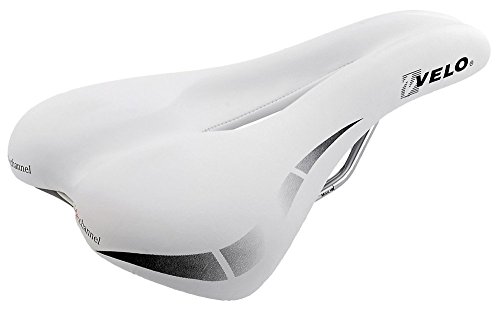 Velo Wide:Channel Touringsattel, Fahrradsattel, O-Zone Full Cut, Wide Channel, ARC-TECH gefederter Stützpunkt, D2 Konstruktion/ Einlage, 250x168mm, weiß von Velo