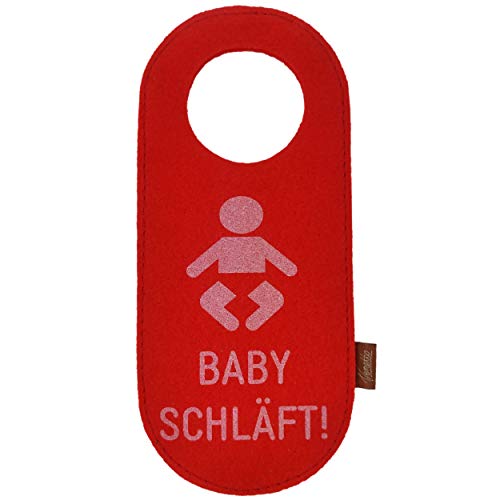 Filz Türschild Filzband Türhänger Wendeschild Klinkenschild Anhänger für Hoteltür Band Ring aus Filz Baby schläft (Rot - 1 Stück) von Venetto