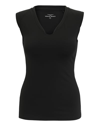 Venice Beach Sport-T-Shirt für Damen mit körperumspielender Schnittform und V-Ausschnitt ELEAM M, black von Venice Beach