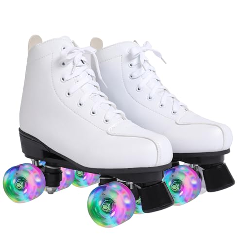 Rollschuhe für Kinder und Erwachsene, Klassische Rollschuhe für Frauen und Mädchen mit 8 Glänzend Retro Rollschuhe, ABEC-7 Kugellager komfortable PU Leder Roller-Skates, für innen und aussen von Veniveta