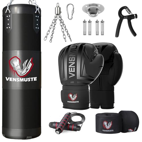 Vensmuste Boxsack für Erwachsene, 4FT Oxford Heavy Boxsack Set, Boxsack mit 340.2 g Boxhandschuhen, Ketten, Handbandagen usw. Geeignet für MMA Karate Kickboxen - Ungefüllt Vensmuste Boxsack für Erwachsene, 4FT Oxford Heavy Boxsack Set, Boxsack mit 340.2 g Boxhandschuhen, Ketten, Handbandagen usw. Geeignet für MMA Karate Kickboxen - Ungefüllt von Vensmuste