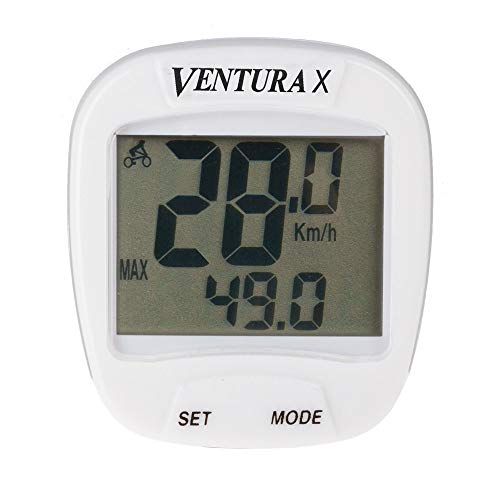 Ventura X Fahrrad Computer, Fahrradtacho, mit Kabel, 10 Funktionen, spritzwassergeschützt, Stopuhr, Kilomteranzeige, weiß Ventura X Fahrrad Computer, Fahrradtacho, mit Kabel, 10 Funktionen, spritzwassergeschützt, Stopuhr, Kilomteranzeige, weiß von Ventura