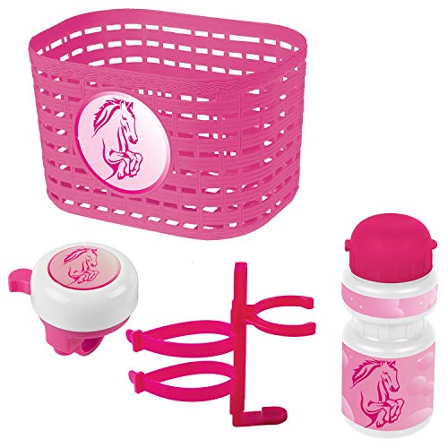 Ventura Unisex – Babys Horse Zubehörset für Kinderfahrrad, Korb, Glocke, Trinkflasche, pink Ventura Unisex – Babys Horse Zubehörset für Kinderfahrrad, Korb, Glocke, Trinkflasche, pink von Ventura