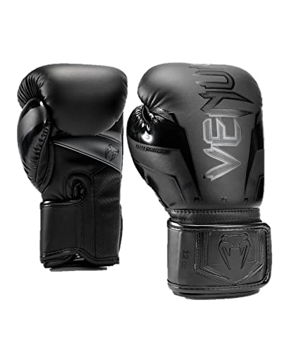 Venum, Elite Evo Boxhandschuhe, Unisex Erwachsene, 12 Oz, Schwarz/Schwarz von Venum