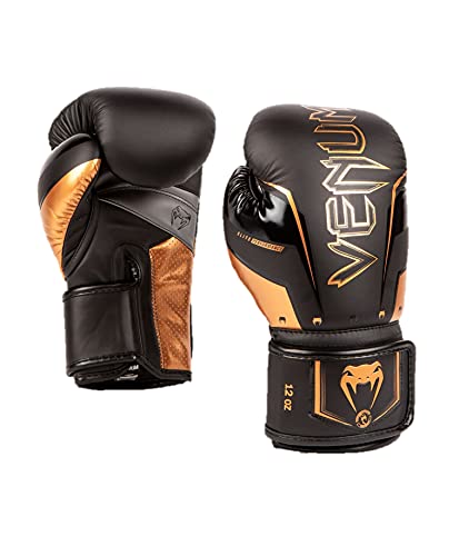 Venum Unisex-Adult Elite Boxhandschuhe, Schwarz/Bronze, 8 Oz von Venum