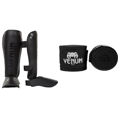 Venum Erwachsene Schienbeinschutz Challenger Schienbeinshoner, Schwarz/Schwarz, L & Kontakt Boxbandagen - Schwarz - 4 M Venum Erwachsene Schienbeinschutz Challenger Schienbeinshoner, Schwarz/Schwarz, L & Kontakt Boxbandagen - Schwarz - 4 M von Venum