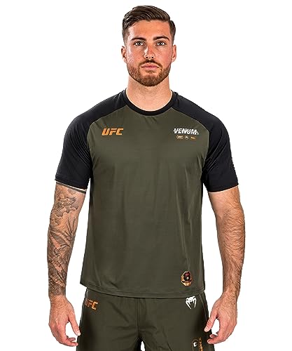 Venum UFC Adrenaline Herren Fight Week Dry-Tech T-Shirt - Khaki/Bronze - S von Venum