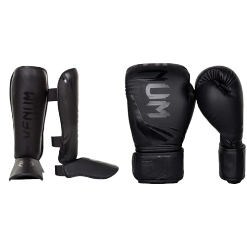 Venum Unisex Schienbeinschutz Challenger Schienbeinshoner, Schwarz/Matt, M & Unisex Challenger 3.0 Boxhandschuhe, Black/Black, 12 Oz EU Venum Unisex Schienbeinschutz Challenger Schienbeinshoner, Schwarz/Matt, M & Unisex Challenger 3.0 Boxhandschuhe, Black/Black, 12 Oz EU von Venum