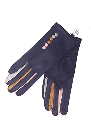 Vera Tucci Margot' Damen Handschuhe Wildleder-Haptik Touchscreen Multicolor Finger G05, navy, 42 von Vera Tucci