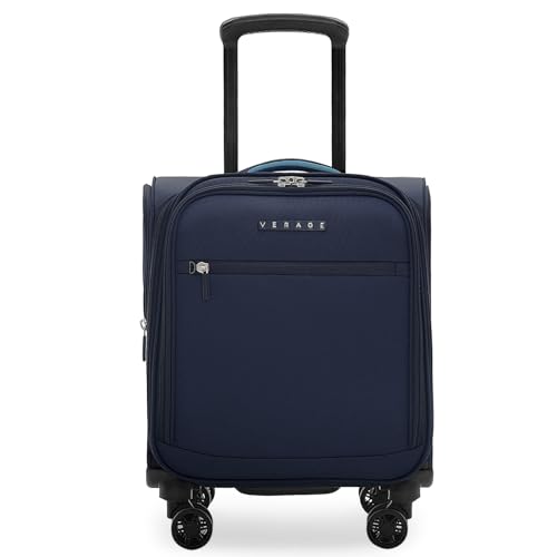 Verage Untersitz-Handgepäck mit Rollen, Softside Kleiner Koffer mit Rollen, Laptoptasche für Männer und Frauen, Marineblau, 16-Inch Rolling Underseat, Weiches Handgepäck mit Spinnrädern von Verage