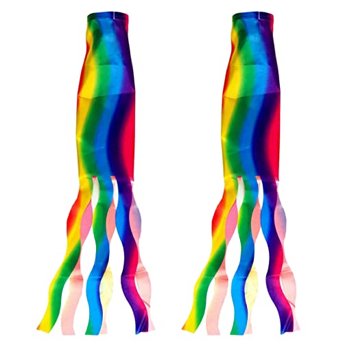 Verasail 2X Regenbogen Windsack Wind Streamer Flagge Garten Camping Dekoration Flagge 70CM von Verasail