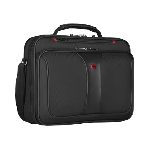 WENGER Legacy Laptop-Tasche zum Umhängen, Notebook bis 16 Zoll, Aktentasche, Organizer, 15 l, Damen Herren, Büro Business-Reisen Uni, Schwarz, 600647 von WENGER