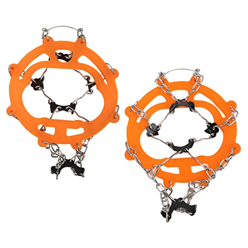 Verdant Touch Traction Cleats Ice Traction Cleats for Shoes, 2 Pack, Orange, Anti-Skid Shoe Crampon Cover with 8 Spikes, Snow for Hiking Walking Mountaineering von Verdant Touch